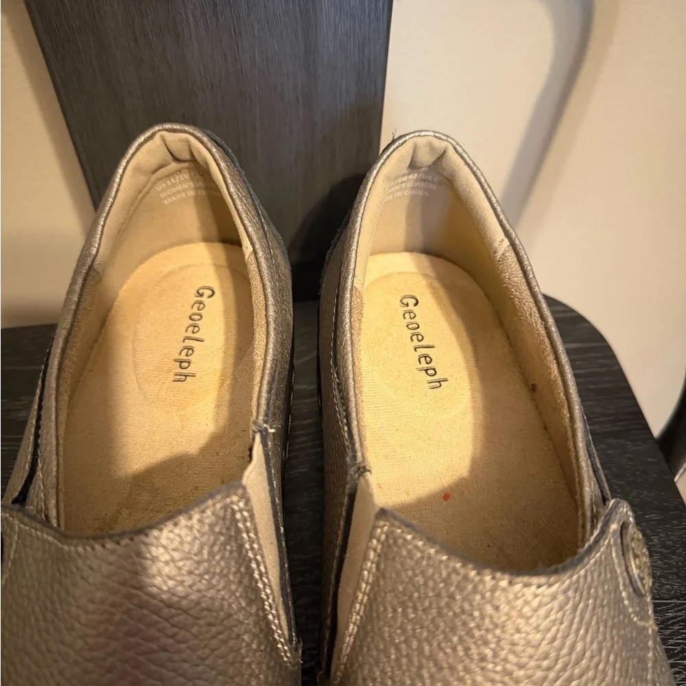 Geoleleph Women’s Size 11 Pewter Leather Comfort Slip-On Shoes Orthopedic